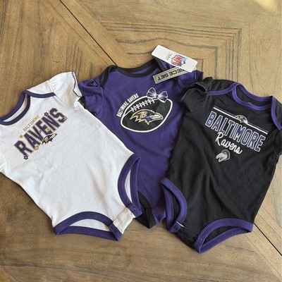 Baltimore Ravens Set Of 3 Infant Size 3/6 Month One Piece NFL Football NWT