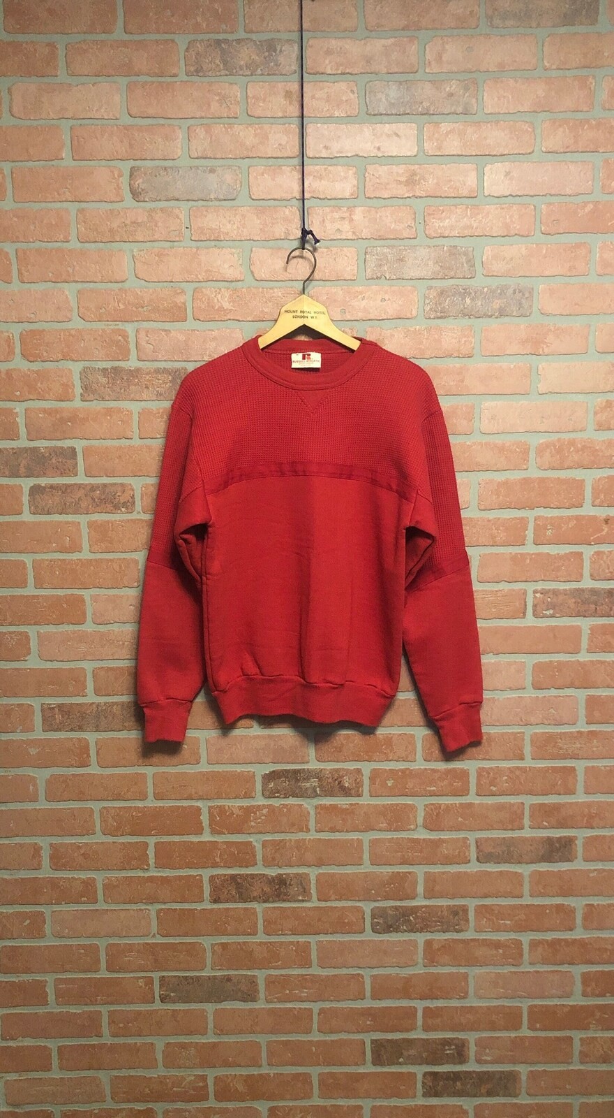 1970s Russell Athletic Sportswear Red Single V Crewneck Sweatshirt Size M