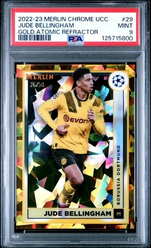 Jude Bellingham PSA 9 TOPPS 2022-23 MERLIN CHROME UCC GOLD ATOMIC REFRACTOR /50