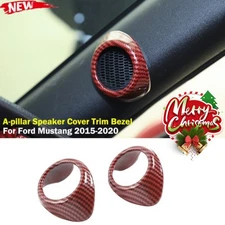 Inner A-pillar Speaker Cover Trim Bezel for Ford Mustang 2015+ Red Carbon Fiber