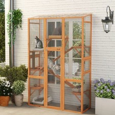 Outdoor Catio Cat Enclosure w/ Platforms, Scratching Post, Orange
