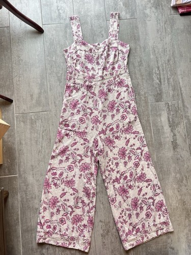 $439 MISA Los Angeles Floral Frankie Jumpsuit Designer Boho Linen Blend M READ - Picture 6 of 22