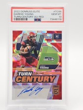 DAREKE YOUNG 2022 DONRUSS ELITE TURN OF THE CENTURY RED AUTO /75 PSA 10 Q5830