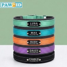 Custom Waterproof Nylon Dog Collar, Reflective Lined, Engraved Name, S/M Dogs