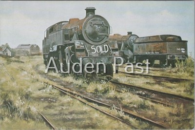 Barry Scrapyard BR 2-6-4T Dampflokomotiven Postkarte Derek Jones Art