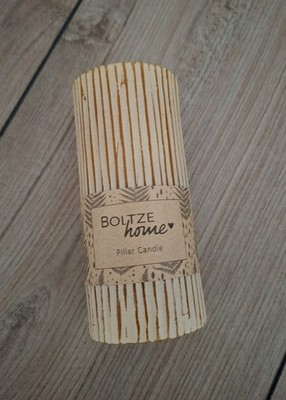 **NEU** Kerze BOLTZE HOME Blockkerze Stumpenkerze Gelb Ockergelb Rillen