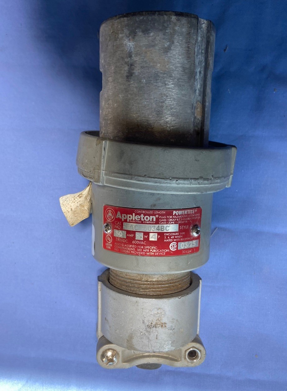 APPLETON ACP6034BC 60A 3W 4P PIN-SLEEVE RECEPTACLE PLUG (MALE)