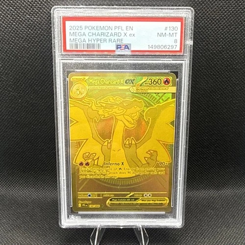 2025 Pokémon PFL Mega Charizard X ex Mega Hyper Rare PSA 8 #130