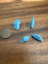 Vintage blue plastic buttons soda shop lot of 4 1950s cute retro
