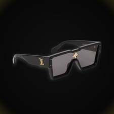 Louis Vuitton LV Cyclone Z1578E Men's Sunglasses Black Shield Monogram Crystal