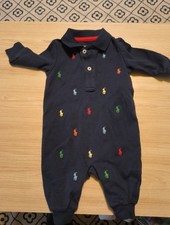 Baby Boys Polo Ralph Lauren Blue Pony One Piece Longall Romper Outfit 3 Months
