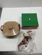 Longaberger 2005 Red Tinsel Tree Trimming Basket w/Liner, Protector and Tie-On