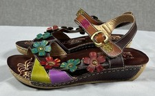 Spring Step L'Artiste Belana Sandals Womens Leather Colorful Sz 37 6.5 