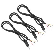 3pcs 3.5mm Male Jack 1/7" TRS 3 Plug 41mm 26AWG Pole Cable, 19.7inches