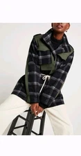 G Goop Friedlander Parka Wool Mohair Oversized Coat XL Green Black Plaid
