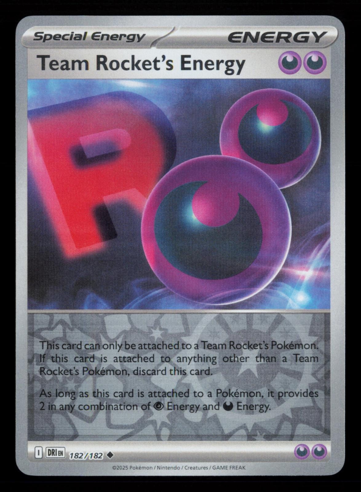 Team Rocket's Energy 182/182 Uncommon Destined Rivals Pokemon Reverse Holo NM
