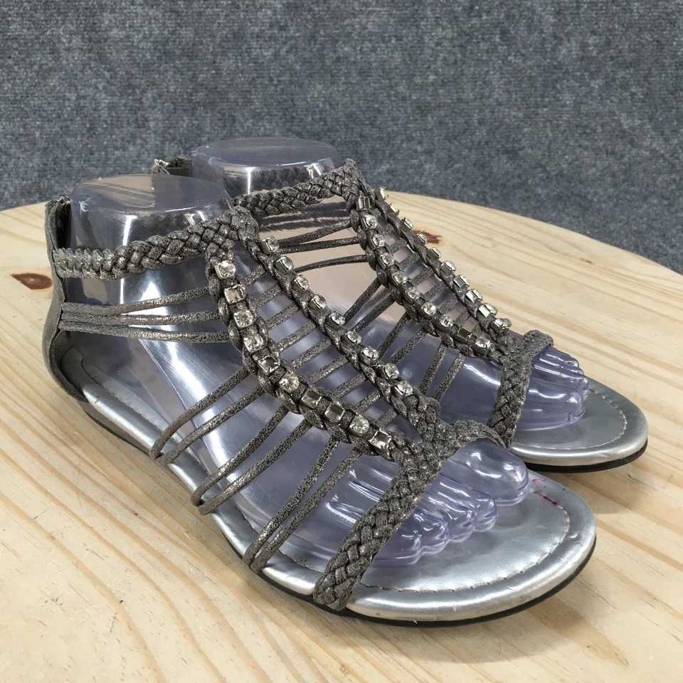 G by Guess Sandals Women 7M Bronze Jonsie Rhinestone Braided Gladiator Zip - Image 3 of 4