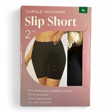NWT Carole Hochman Women's Slip Short, 2-pack Nude, Black XL