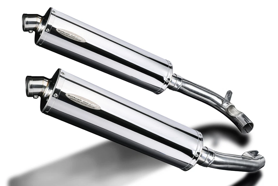 Kit silenciador de escape ovalado de acero inoxidable 18" deslizable Honda VTR1000F Superhawk 1997-03 Foto 2 de 4