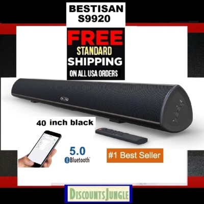 Winnes Soundbar met 3 equalizerstanden, draadloze soundbar subwoofer thuisbioscoopsysteem voor 4K-tv, thuisbioscoop/pc/projector/mobiele telefoon, Bluetooth 5.0 optisch AUX USB HDMI