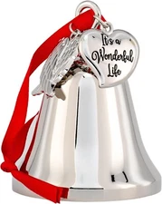 It's a Wonderful Life Angel Bell Ornament with Stainless Steel Wing & 2 Ribbons