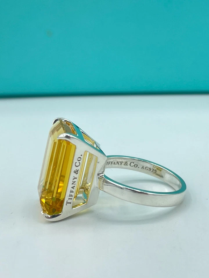 Anel Tiffany & Co. 925 prata esterlina coquetel citrino espumante tamanho 7 - Imagem 4 de 4