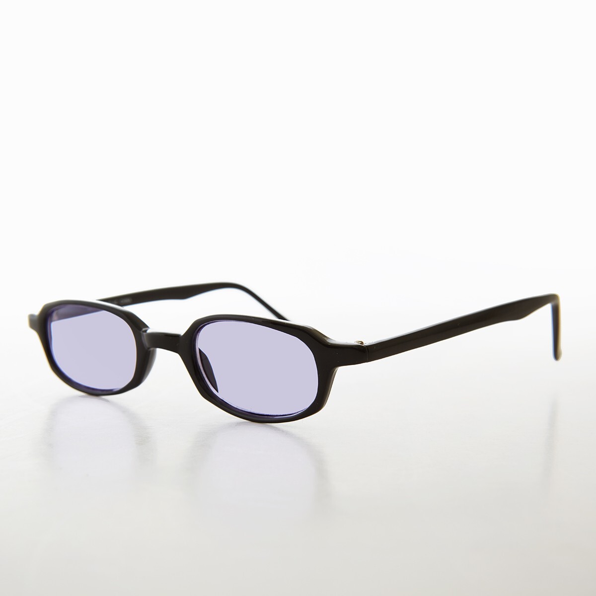 Micro Rectangle Black Sunglasses with Purple Lens… - image 2