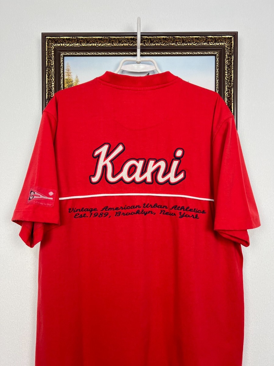 Vintage Karl Kani Baseball Jersey Hip Hop Rap Red Tee Over Print