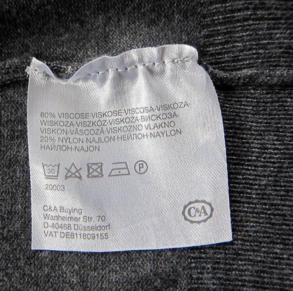 C&A Gris Oscuro Viscosa Cárdigan Talla UK 12/14 ,M, 68.6cm Largo Cuello En V 2 - Imagen 4 de 4