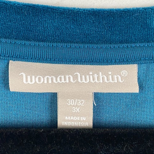 Woman Within Soft Velour Pullover Sweatshirt Top Size 3X Teal Long Sleeve - Picture 4 of 10