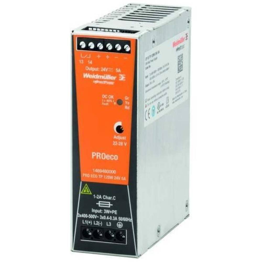 Weidmüller PRO ECO 120W 24V 5A Alimentatore per guida DIN 24 V/DC 5 A 120 W