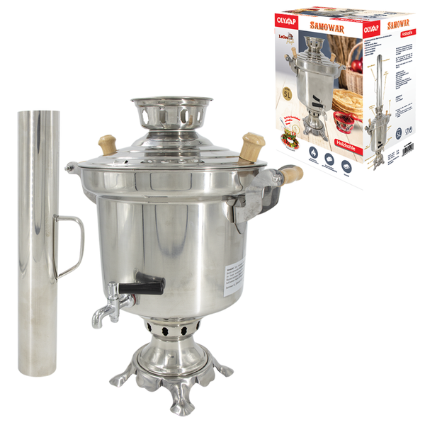 Holzkohle Samowar 5L Edelstahl Samovar Самовар на углях Russischtee Chai-image