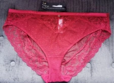 M&S Rosie for Autograph Red Spot Mesh High Leg Knickers Size 20 
