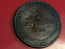 5 Centesimi 1859 Vittorio Emanuele II Re Eletto Governo della Toscana OTTIMO