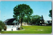 C1950 Flint Country Club Professional Golfers 18th Clubhouse Flint MI Postcard