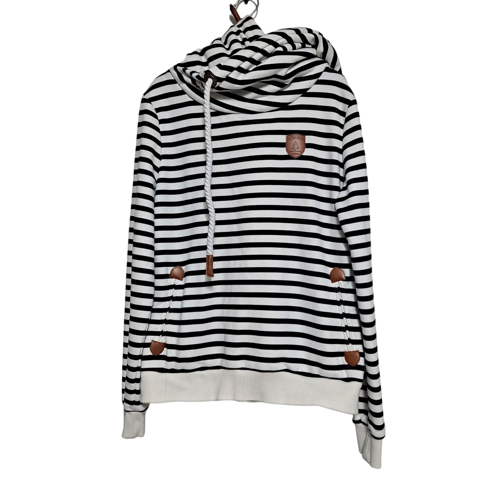 Wanakome Artemis Women Size XL Pullover Cowl Neck Hoodie Stripe