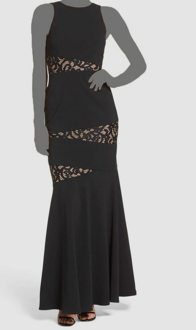 bcbg black and beige dress $195 Bcbgmaxazria Women's Lace Crew Neck Crepe Formal Size 0 Color:UM10602 - LAPD Navy