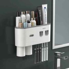 Toothpaste Dispenser Double Automatic Toothbrush Holder Inverted Cup StorageRack