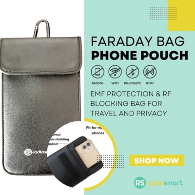 Radia Smart   Faraday Bag Phone Pouch| EMF Protection, RF Blocking ,5G, Wireless