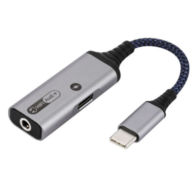 USB Type C to Headset Charger Adapter to Aux Audio Adapter