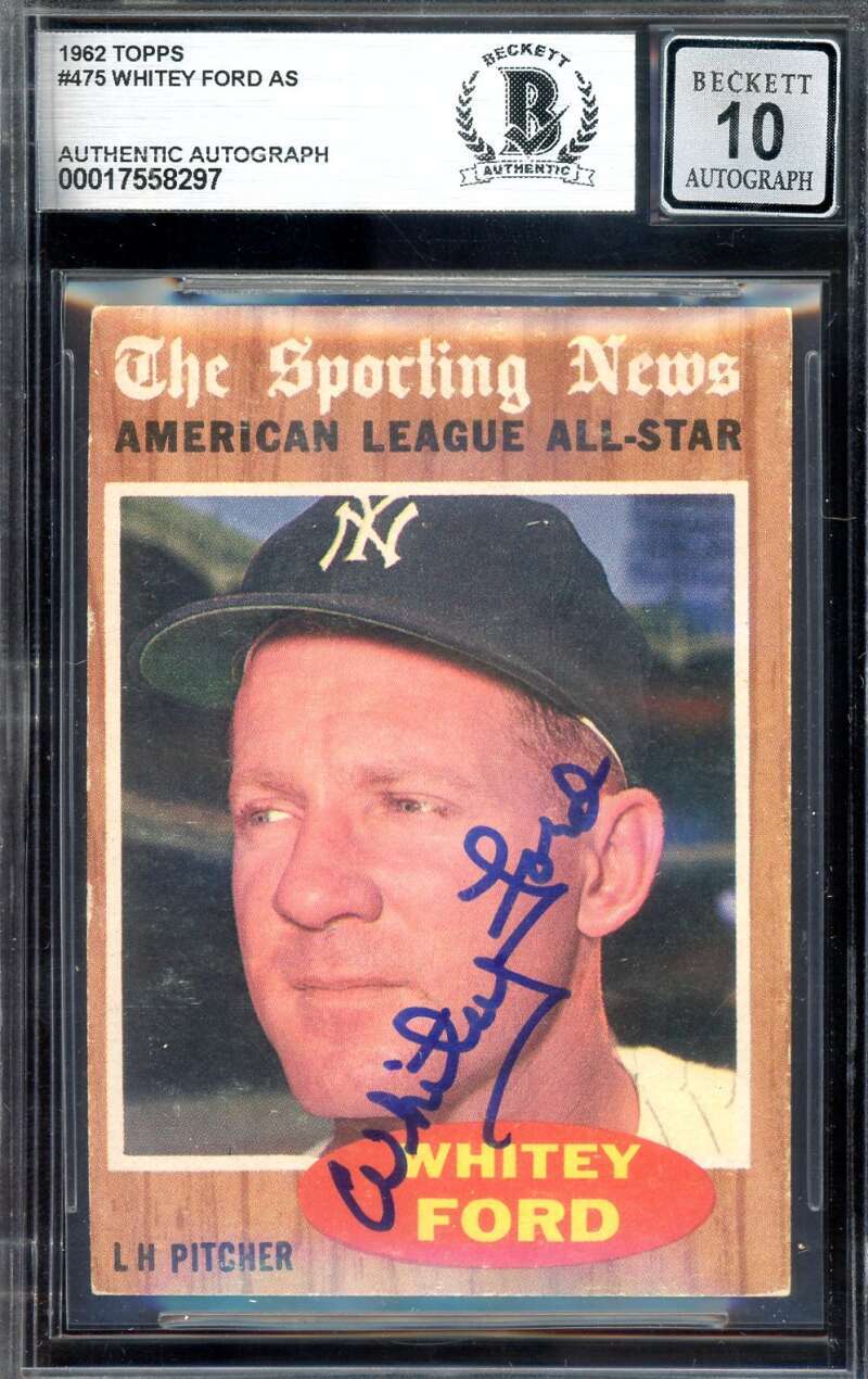 Whitey Ford Gem Mint 10 Beckett BAS Signed 1962 Topps All Star Autograph