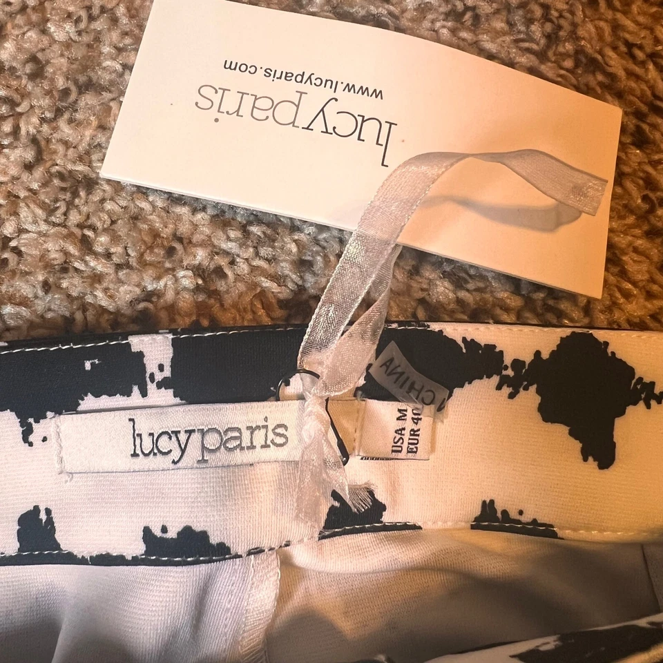 Pantalones Cortos Lucy Paris Estampado Abstracto Carrera Informal Negro Blanco Talla M Foto 2 de 4