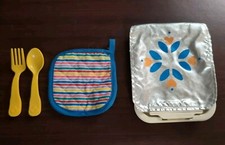 VINTAGE 1988 Fisher Price Fun with Food TV Dinner 2138 - COMPLETE w potholder