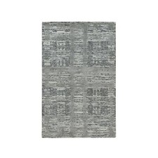 3'x5'1" Gray Modern Design Hand Spun Undyed Natural Wool Hand Knotted Rug R65961