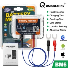 QUICKLYNKS BM6 12V Battery Monitor Tester Charging Cranking Analyzer Bluetooth