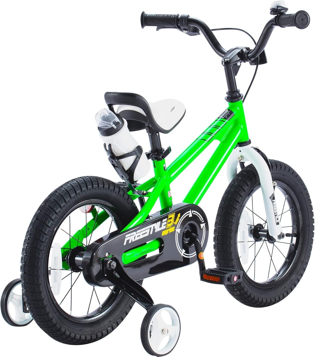 BMX-Inspired Kids Training Bike - 14 Inch with Training Wheels, Green