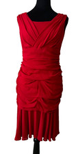 Dolce & Gabbana Red Silk Dress Ruched Mermaid Bodycon Wrap Sz 8