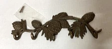 SPI San Pacific Int'l-Vintage Solid Brass 5 Hook-Pinecone Pine Needle Wall Mount
