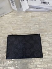 Coach Men  s Bifold Card Case In Signature Canvas Charcoal 68303