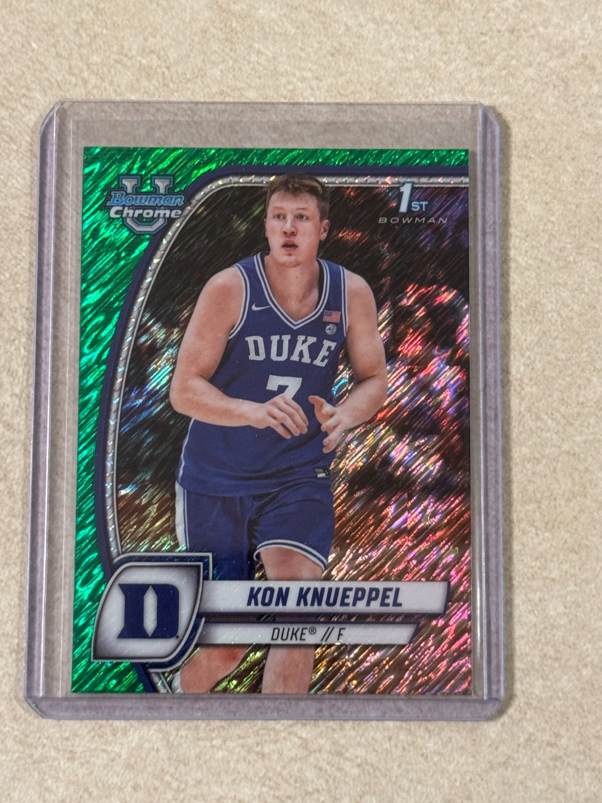 2024-25 Bowman University Chrome - Kon Knueppel #48 Green Shimmer Refractor (RC)